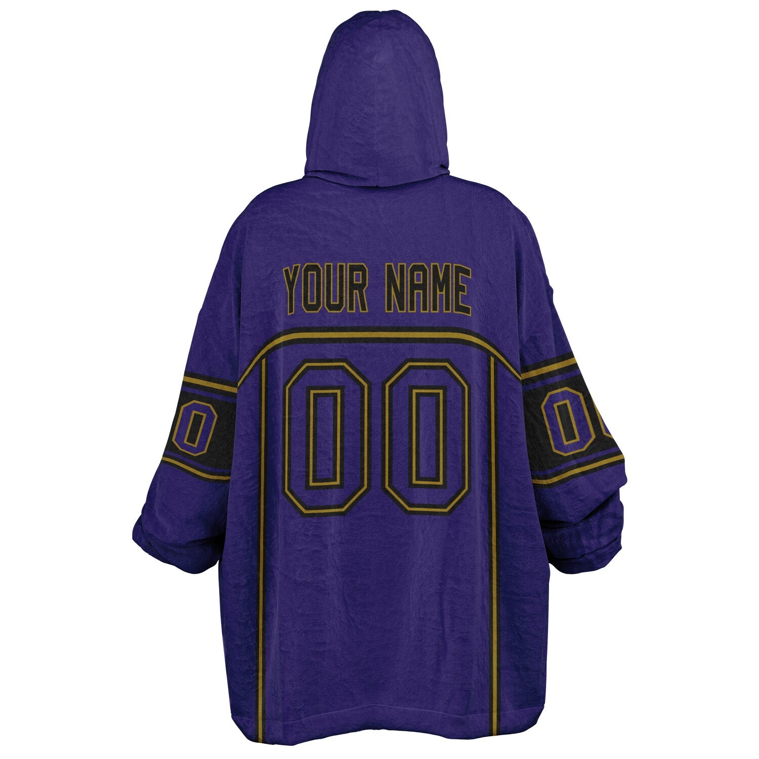 Purple, black, and metallic gold lineup snug hoodie with clean line work and subtle jersey influence.