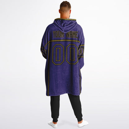 Purple, black, and metallic gold lineup snug hoodie with clean line work and subtle jersey influence.