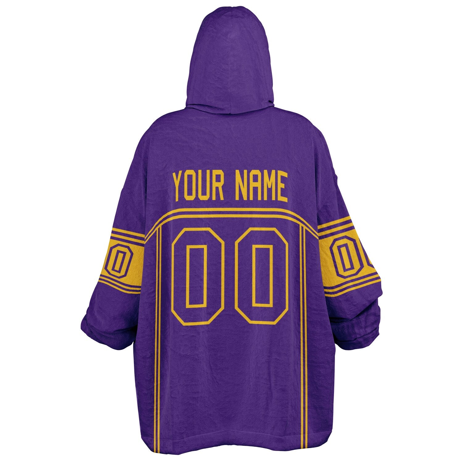 Purple and gold lineup snug hoodie featuring sleek line-art details and minimalist team-inspired design.