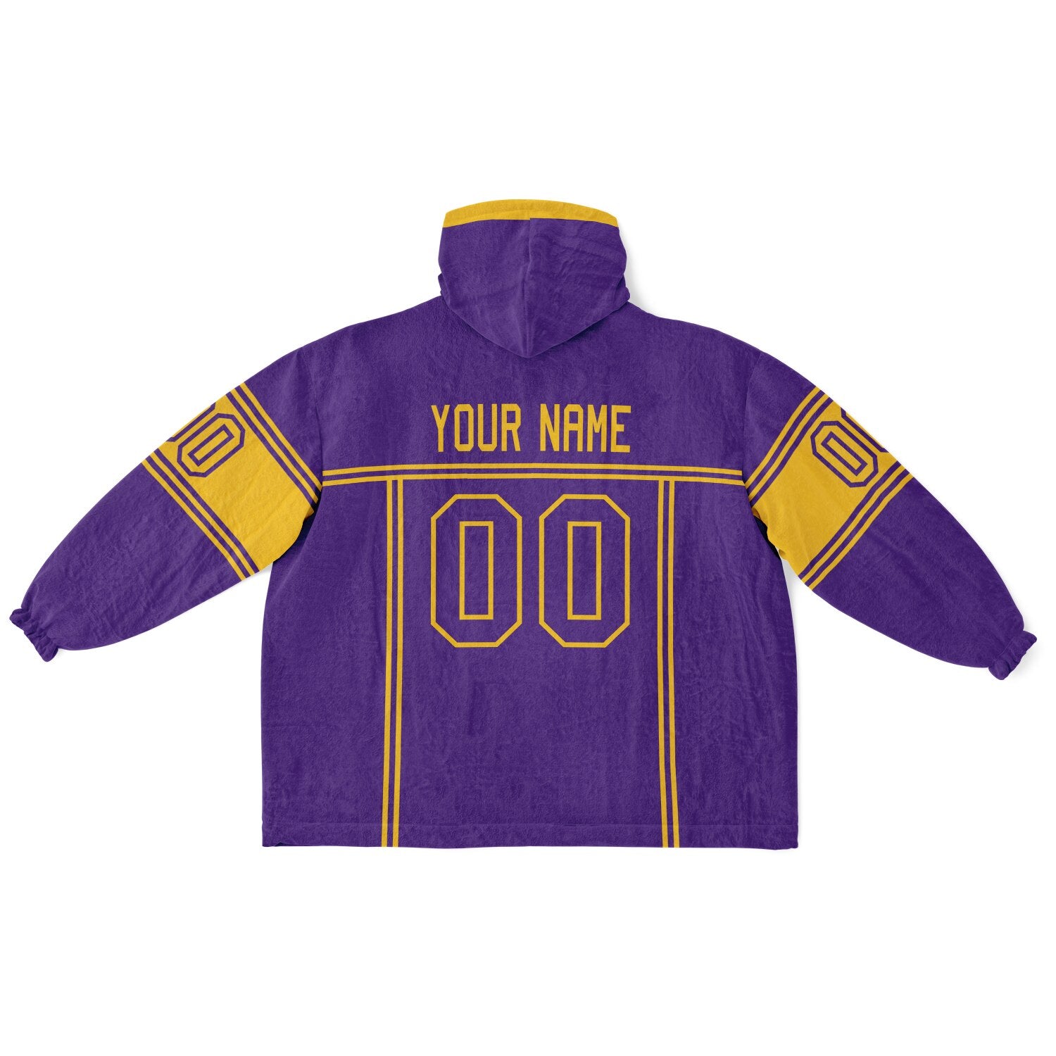 Purple and gold lineup snug hoodie featuring sleek line-art details and minimalist team-inspired design.