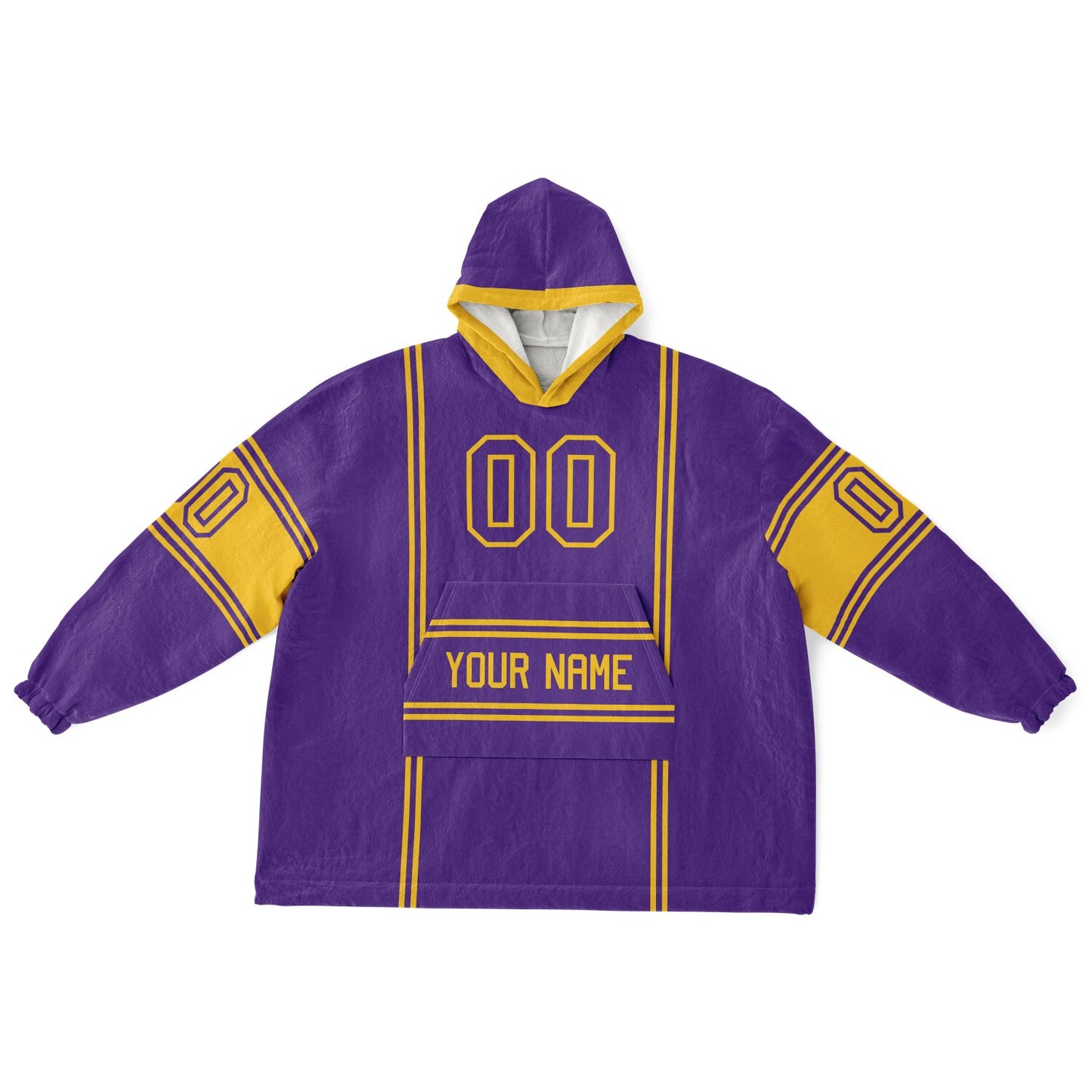 Purple and gold lineup snug hoodie featuring sleek line-art details and minimalist team-inspired design.