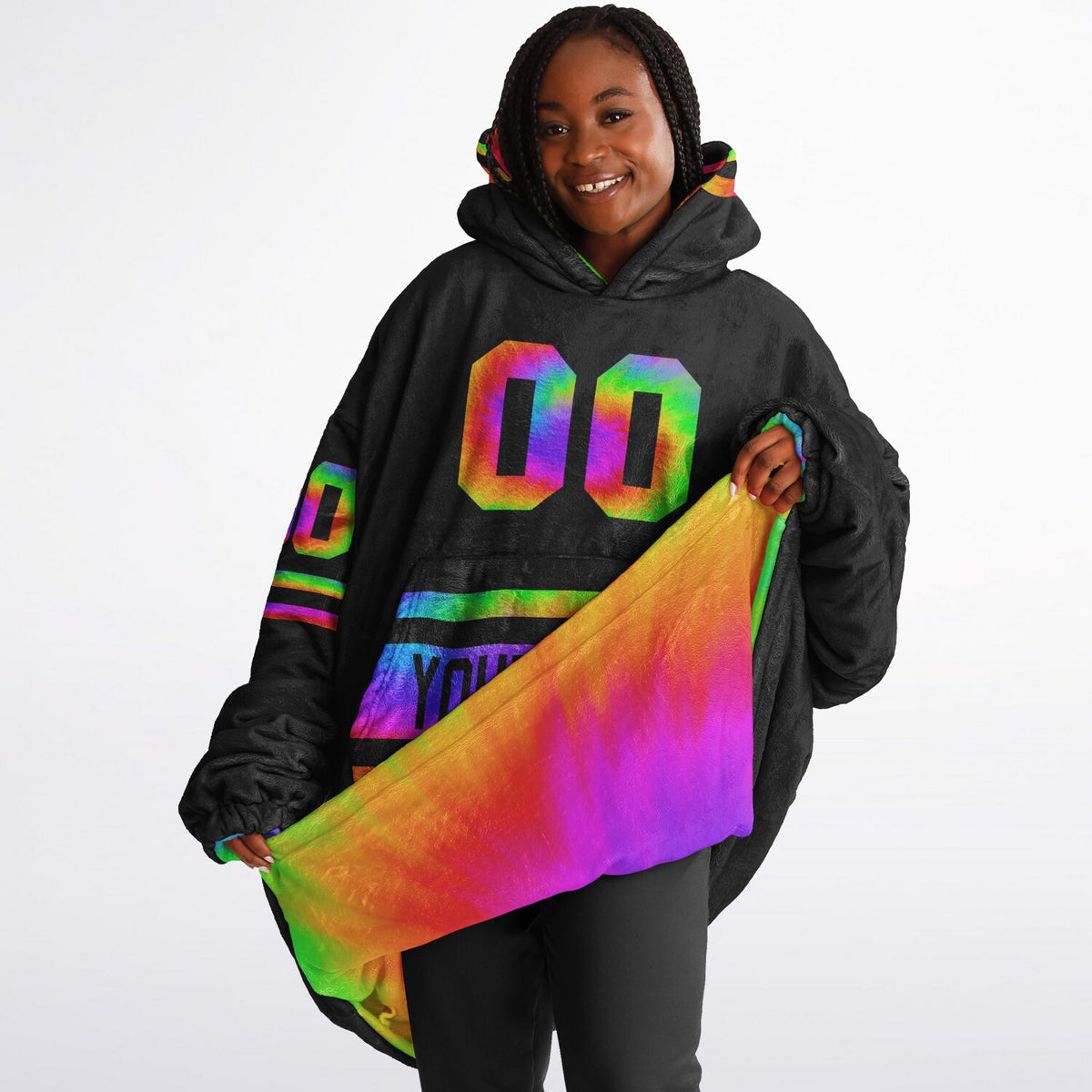 Tie Dye & Black Superfan Reversible