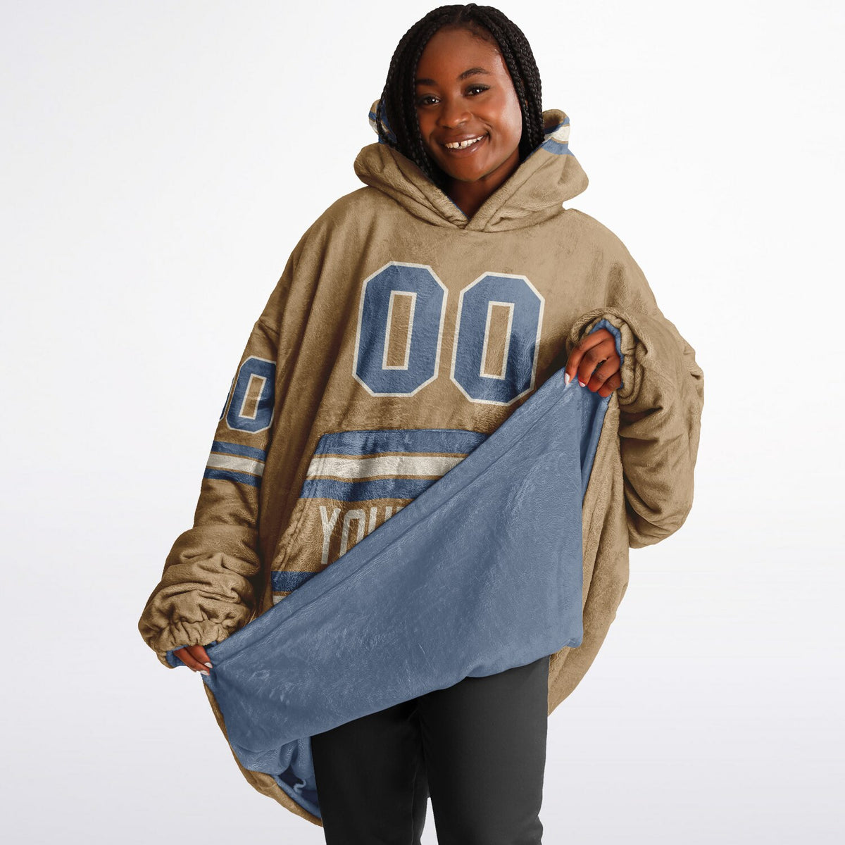Slate Blue Cream Camel Superfan Reversible