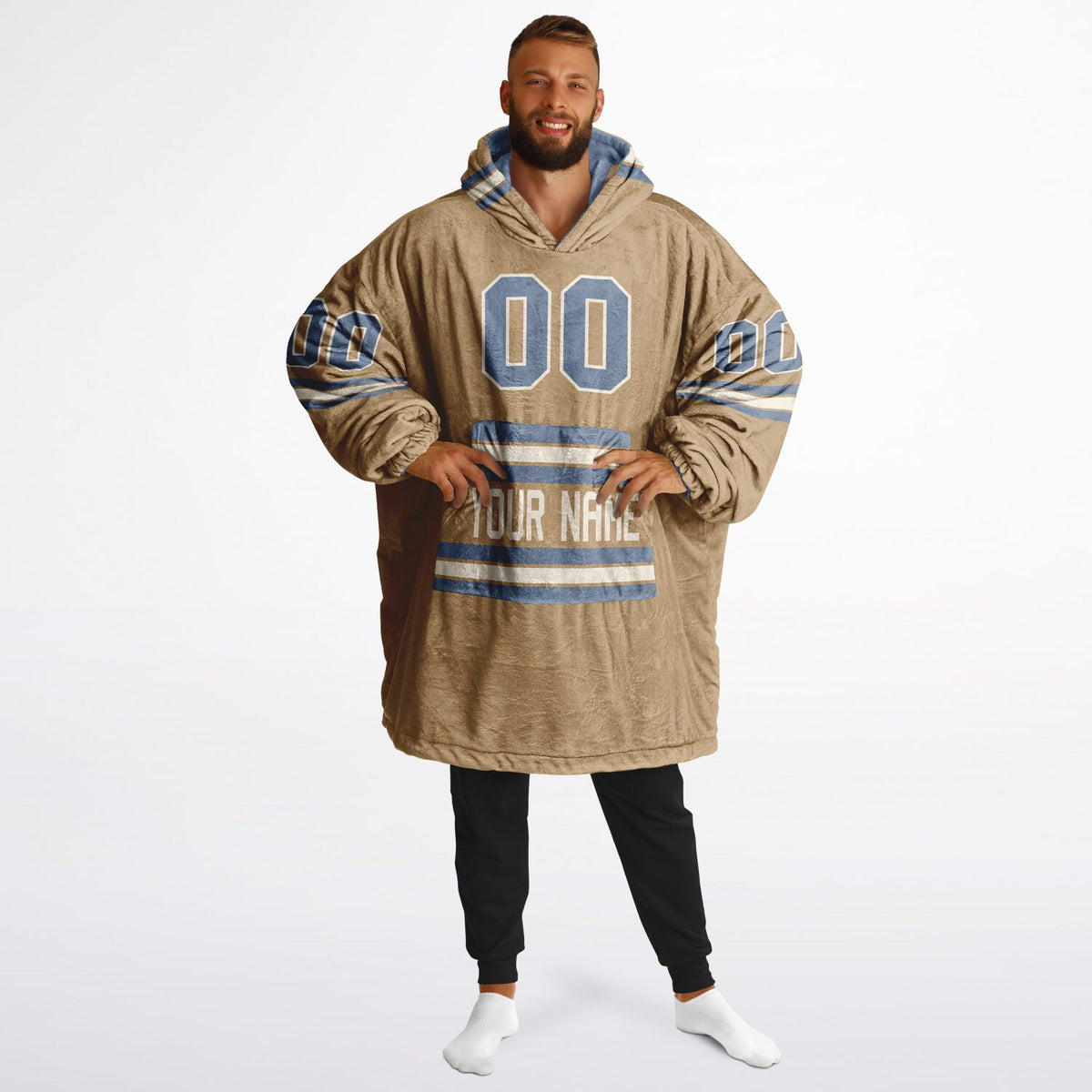 Slate Blue Cream Camel Superfan Reversible